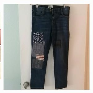 Anthropologie Current Elliot patchwork blue jeans